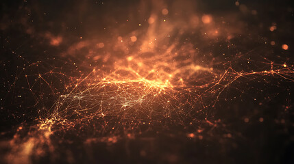 Leinwandbilder - Abstract glowing particle lines and bokeh on a dark backdrop, conveying a futuristic technology concept