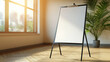 © CreativeCreations - Blank whiteboard on a stand in office setting, photorealistic, against an office background, concept of business presentation