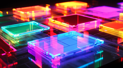 Fototapete - Abstract image of tech glowing circuit board