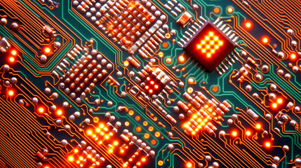 Aufkleber - Abstract image of tech glowing circuit board