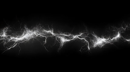 Poster - Abstract lightning bolts against dark night sky electric storm natural phenomenon weather concept