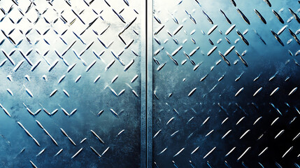 Poster - Blue abstract metal texture, light reflection, metallic sheen