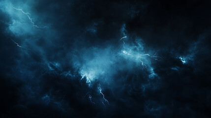 Poster - Abstract lightning bolts against dark night sky electric storm natural phenomenon weather concept