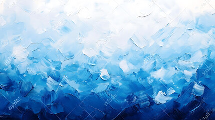 Aufkleber - Blue and white oil paint strokes with texture, abstract sea background hand drawn, stock photo