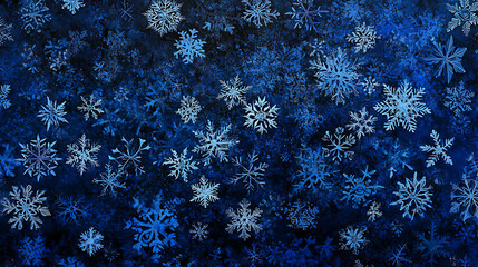 Aufkleber - Blue background with dark blue snowflakes dark color palette dark blue gradient background