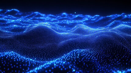 Poster - Abstract network of glowing blue lines and dots on a dark background