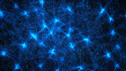 Leinwandbilder - Abstract network of glowing blue lines and dots on a dark background