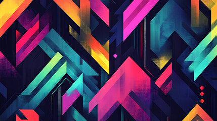 Leinwandbilder - Abstract seamless pattern with colorful neon arrows and geometric