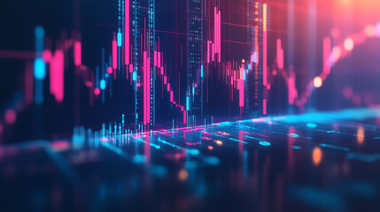 Aufkleber - Blue stock market background with arrow up graph and financial chart, business growth concept on blue gradient background