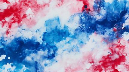 Poster - Abstract tiedye pattern in red, white and blue colors for usa patriotic party decor on fabric background