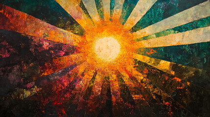 Aufkleber - Abstract sunburst with iridescent glare