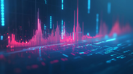 Leinwandbilder - Blue stock market background with arrow up graph and financial chart, business growth concept on blue gradient background