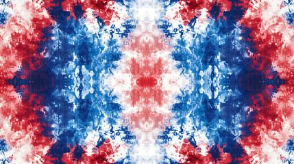 Poster - Abstract tiedye pattern in red, white and blue colors for usa patriotic party decor on fabric background