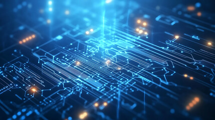 Leinwandbilder - Abstract blue technology background with binary code 1 and 0