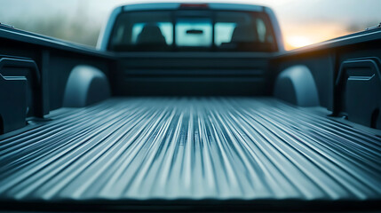 Poster - Empty modern pickup truck bed, blurred surface