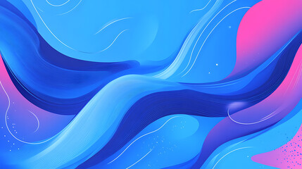 Poster - Abstract wavy blue shapes on a gradient blue background, evoking a tranquil ocean scene