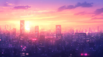 Poster - Blurred cityscape background with a bokeh effect a blurry urban landscape with skyscrapers and buildings