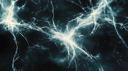 Poster - Abstract white electric lightning bolts against dark background overlay effects