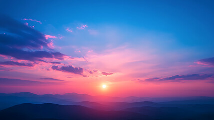 Poster - Blurred gradient background, blue and pink sky, sunset banner