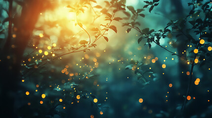 Aufkleber - Blurred lights shining amongst tree branches background