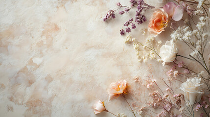 Aufkleber - Boho style background with neutral pastel color style and natural floral elements aesthetic minimal