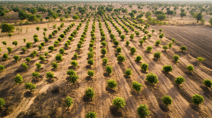 Aufkleber - Pristine aerial view of a vast, lush african forest, symbolizing the ecological efforts of the great green wall initiative combating desertification and climate change
