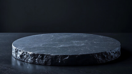 Poster - An empty dark textured surface with a subtle light source, set against a black background, suitable for product display