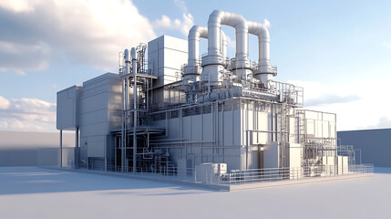 Poster - An industrial gas turbine power plant designed for efficient electrical power generation, concept: industrial gas turbines, power generation, efficient energy, electrical systems, turbine technology