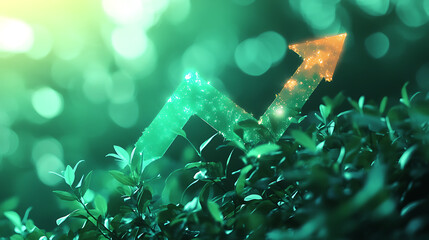 Aufkleber - An upward arrow symbolizing the growing trend in sustainable investment, representing green finances and ecological practices, reflecting a shift towards environmentally responsible investing