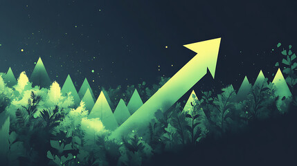 Aufkleber - An upward arrow symbolizing the growing trend in sustainable investment, representing green finances and ecological practices, reflecting a shift towards environmentally responsible investing