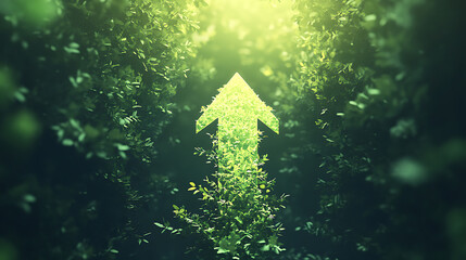 Aufkleber - An upward arrow symbolizing the growing trend in sustainable investment, representing green finances and ecological practices, reflecting a shift towards environmentally responsible investing