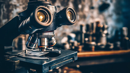 Poster - Close-up of a laboratory microscope