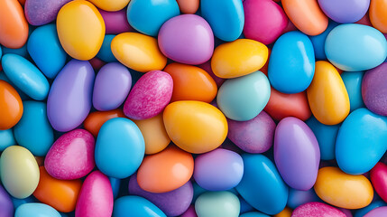 Aufkleber - Close-up of multicolored smooth pebbles creating a seamless, vibrant pattern, ideal for nature-themed designs and backgrounds