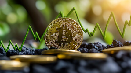 Poster - Ascending green candlesticks signal growth: a detailed analysis of cryptocurrency value increase over time with volume and interval data visualization