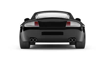 Poster - Back view of a black car isolated on a white background