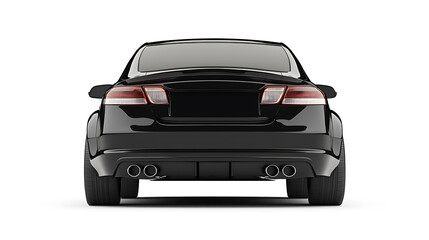 Poster - Back view of a black car isolated on a white background