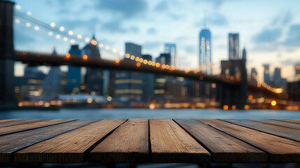 Aufkleber - A close up of a rustic empty wooden table with blurred barbershop background