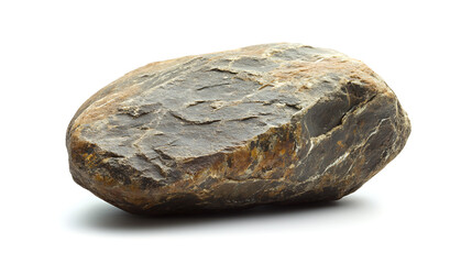 Poster - Close up side view on one single rock on white background
