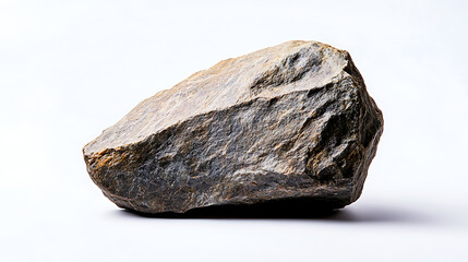 Poster - Close up side view on one single rock on white background