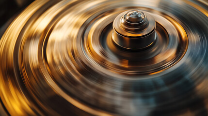 Aufkleber - Closeup shot of a spinning flywheel showcasing rotational momentum and energy storage, concept rotational dynamics, mechanical engineering, energy transfer, flywheel applications