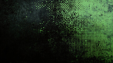 Leinwandbilder - Black and green halftone background with grungy dots
