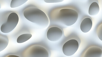 Poster - 3d abstract pattern of smooth flowing white shapes with soft shadows on light grey background