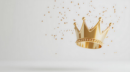 Leinwandbilder - 3d isolated gold crown icon on white background, create the golden crown emoji, an emoticon for vip, wealthy, successful, and luxurious, ratings, comments, or status indicators from customers