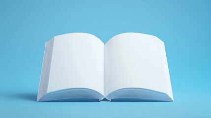 Poster - A blank white book standing upright on a blue background, ideal for branding mockups