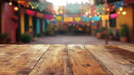 Aufkleber - A close up of a rustic empty wooden table with blurred barbershop background