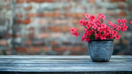 Poster - A close up of a rustic empty wooden table with blurred barbershop background