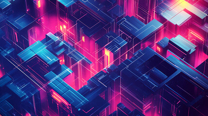 Poster - A complex digital maze representing the challenges and obstacles in the digital world, symbolizing cybersecurity, data protection, and online navigation