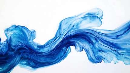 Wall Mural - A dynamic abstract blue wave design on a clean white background, exemplifying fluidity and motion