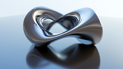 Aufkleber - Abstract 3d mobius strip shape square block with reflective surface