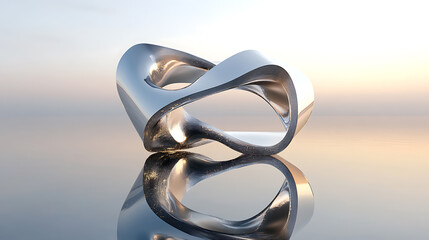 Aufkleber - Abstract 3d mobius strip shape square block with reflective surface